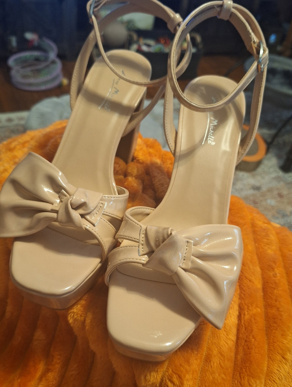 Open Toe Ankle Strap Platform High Heel Shoes with Bow